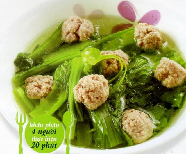 Canh cải nấu thịt bằm