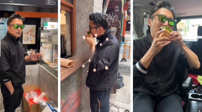 Tạ Đình Phong thưởng thức bánh mì Việt. Ảnh: HK01