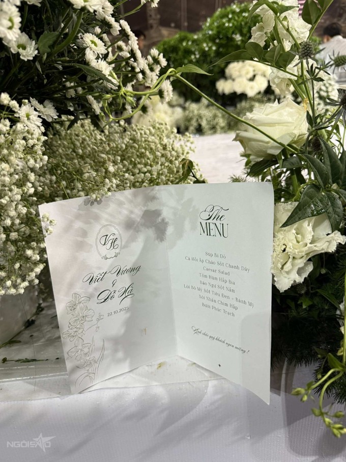 Thực đơn tiệc cưới của Đỗ Thị Hà.
