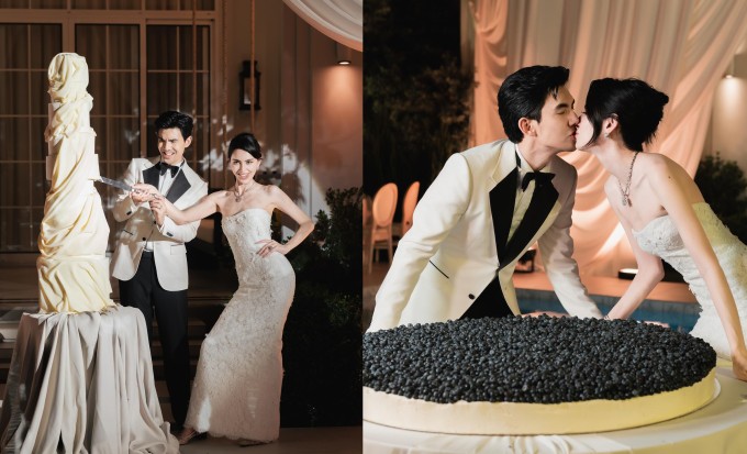 Hai chiếc bánh trong lễ cưới hôm 9/11 của Mai Davika.