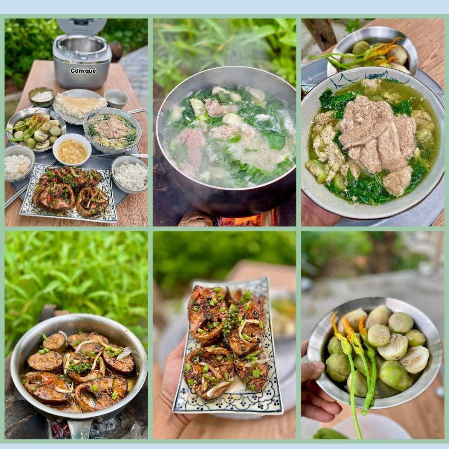Rau củ đa số là "của nhà trồng được" nên rất tươi non.